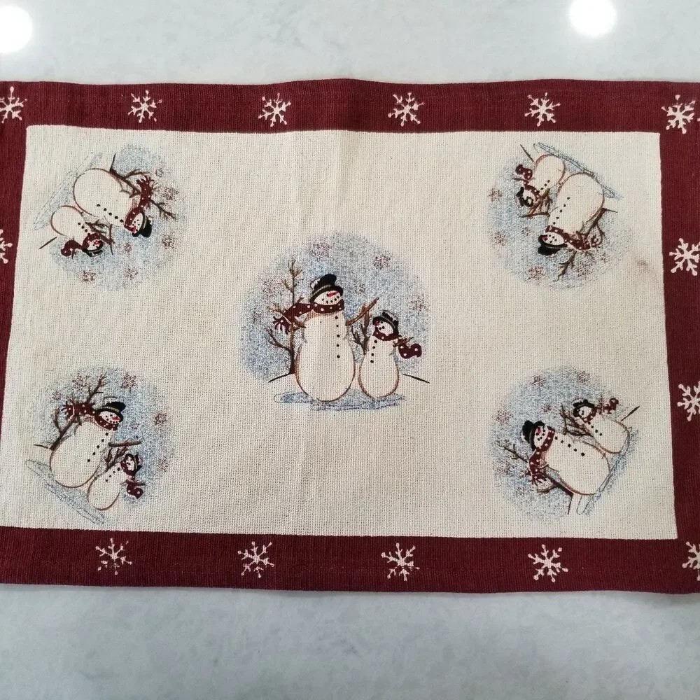 Vintage snowman holiday design placemats 100% cotton